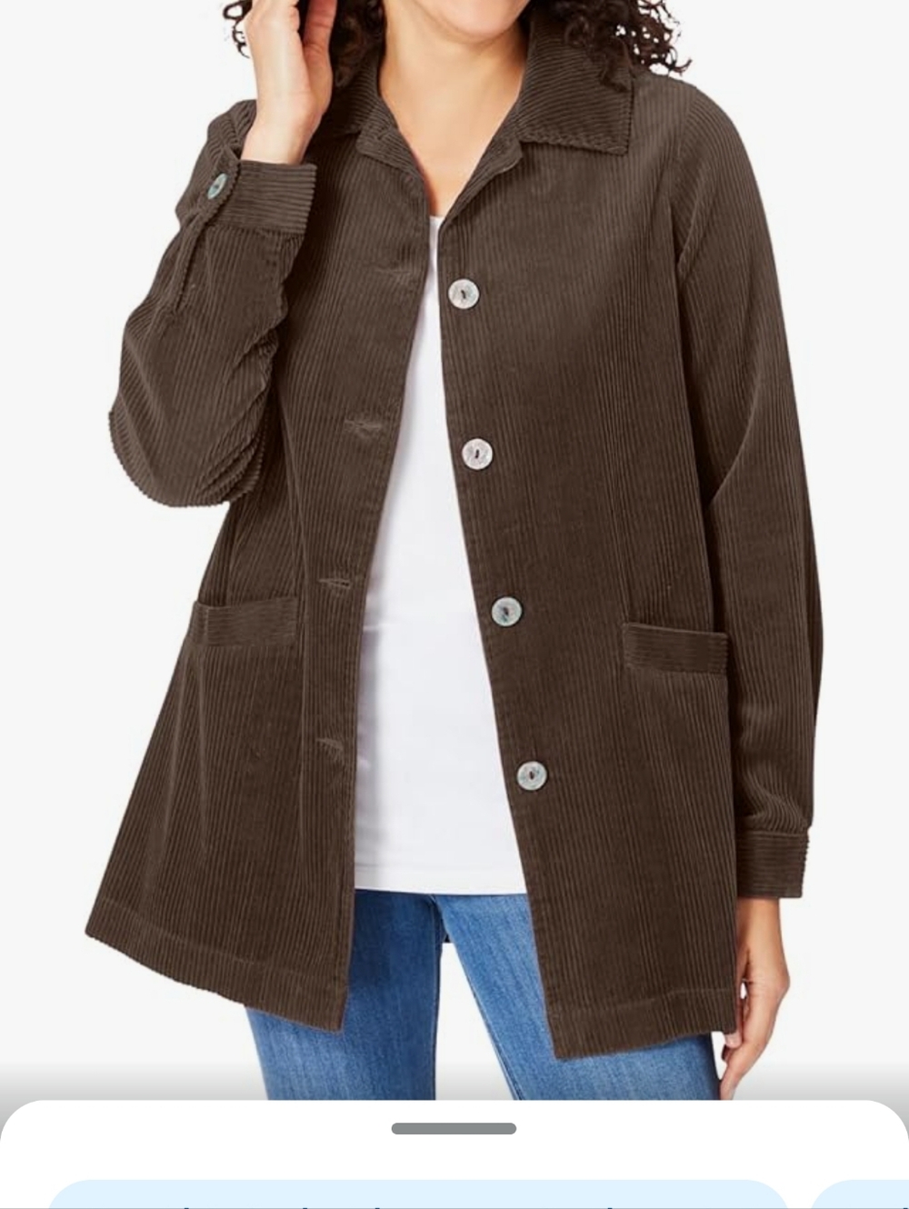 Women’s Brown Corduroy Button-Front Jacket Women Within Size 6x